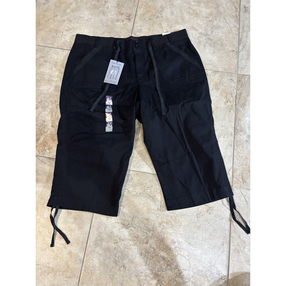 Gloria Vanderbilt Casual Skimmer Capri Pants Women 16 Stretch Black NWT 602995